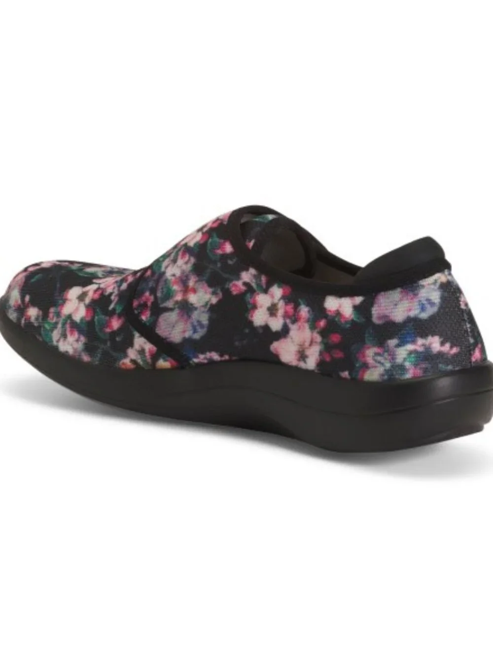 Alegria Spright Comfort Flats Black Floral Cushioned NEW in BOX + Logo Bag Charm